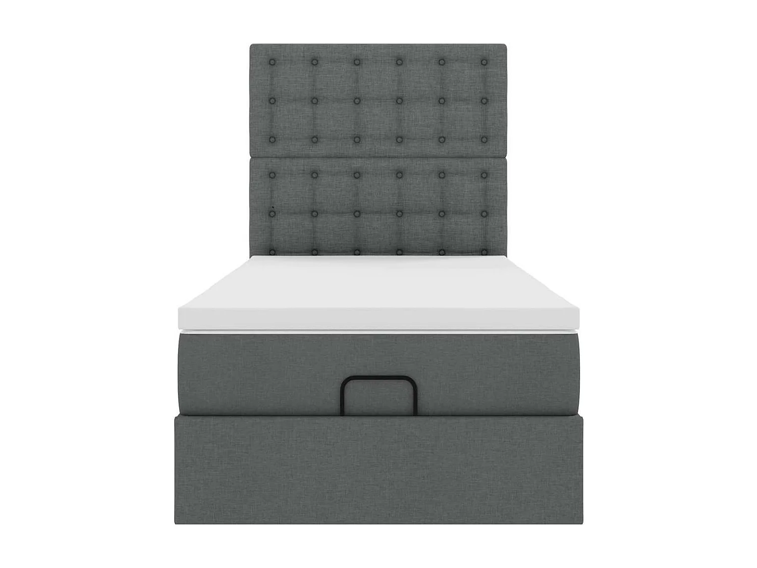 Cadre de lit ottoman avec matelas gris foncé 90x200 cm tissu
