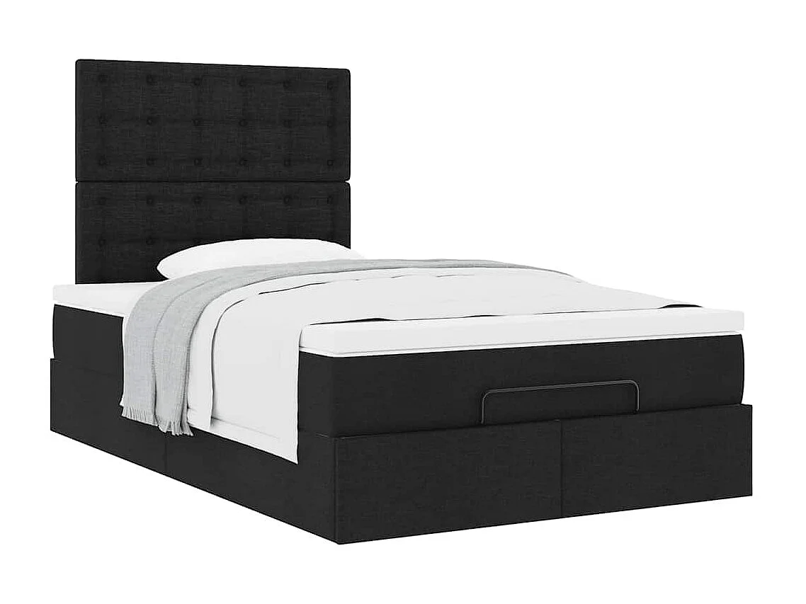 Cadre de lit ottoman avec matelas noir 120x200cm tissu