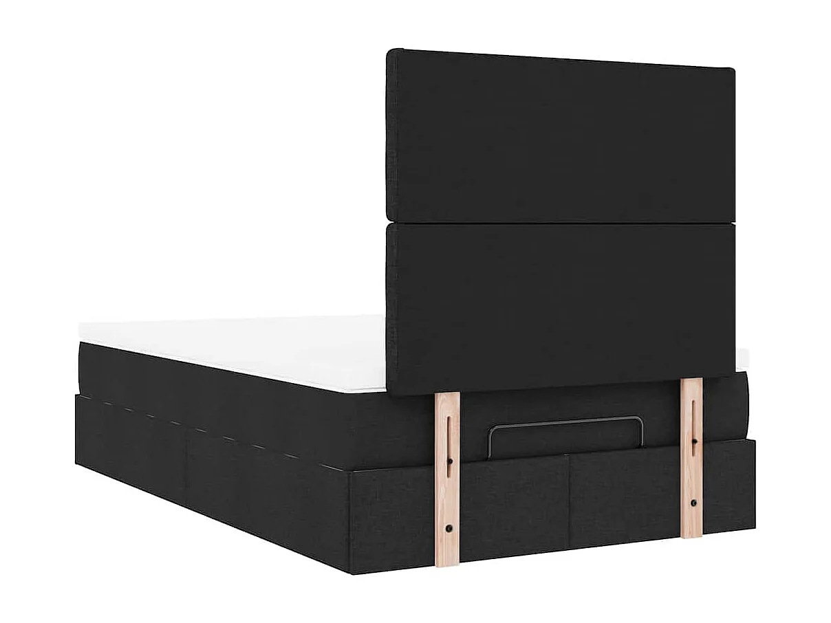 Cadre de lit ottoman avec matelas noir 120x200cm tissu