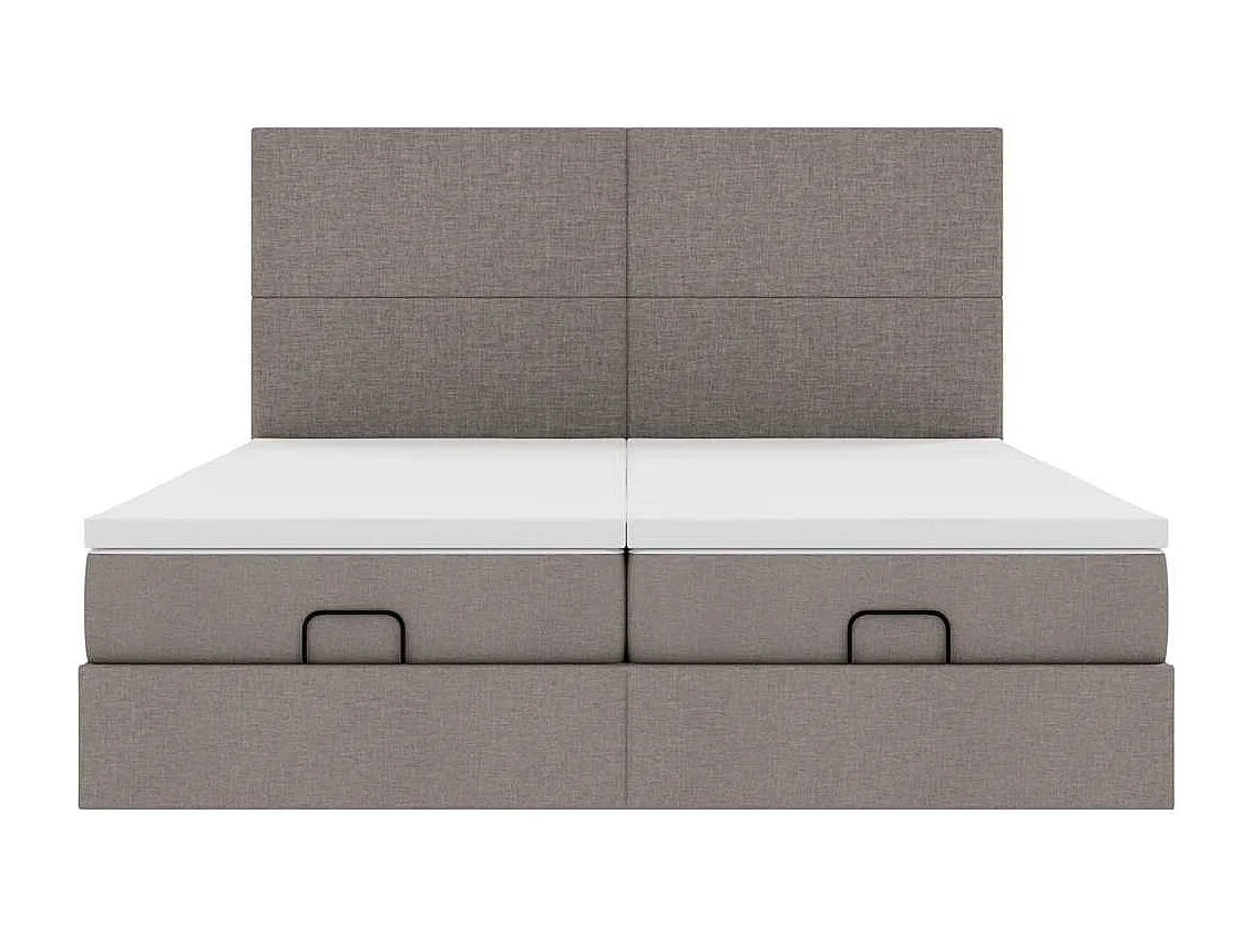 Cadre de lit ottoman avec matelas taupe 200x200cm tissu