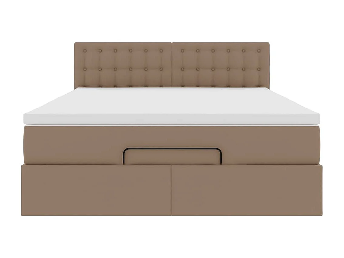 Cadre de lit ottoman et matelas cappuccino 140x200cm similicuir