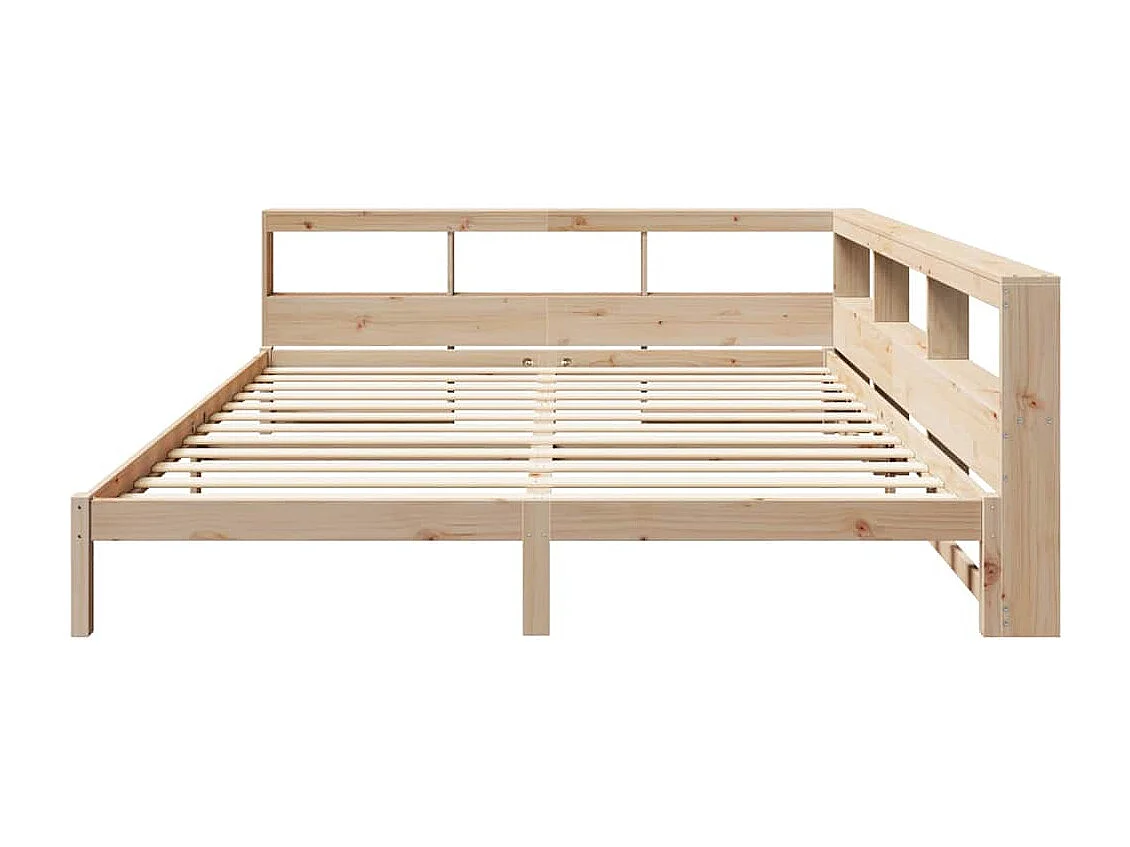 Lit bibliothèque sans matelas 200x200 cm bois massif de pin