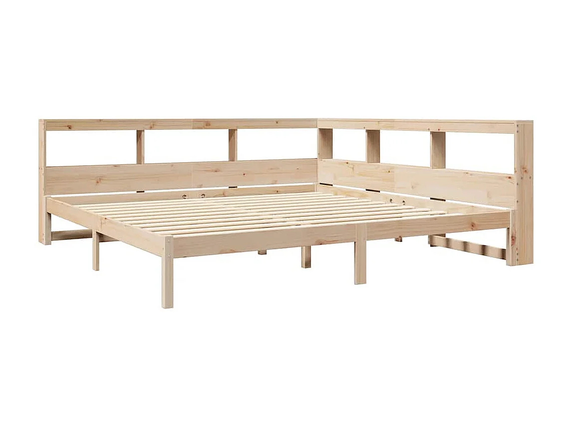 Lit bibliothèque sans matelas 200x200 cm bois massif de pin