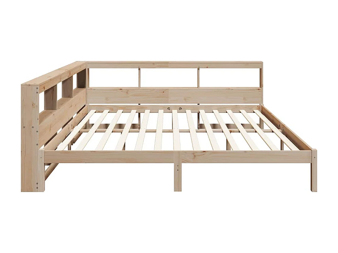 Lit bibliothèque sans matelas 200x200 cm bois massif de pin