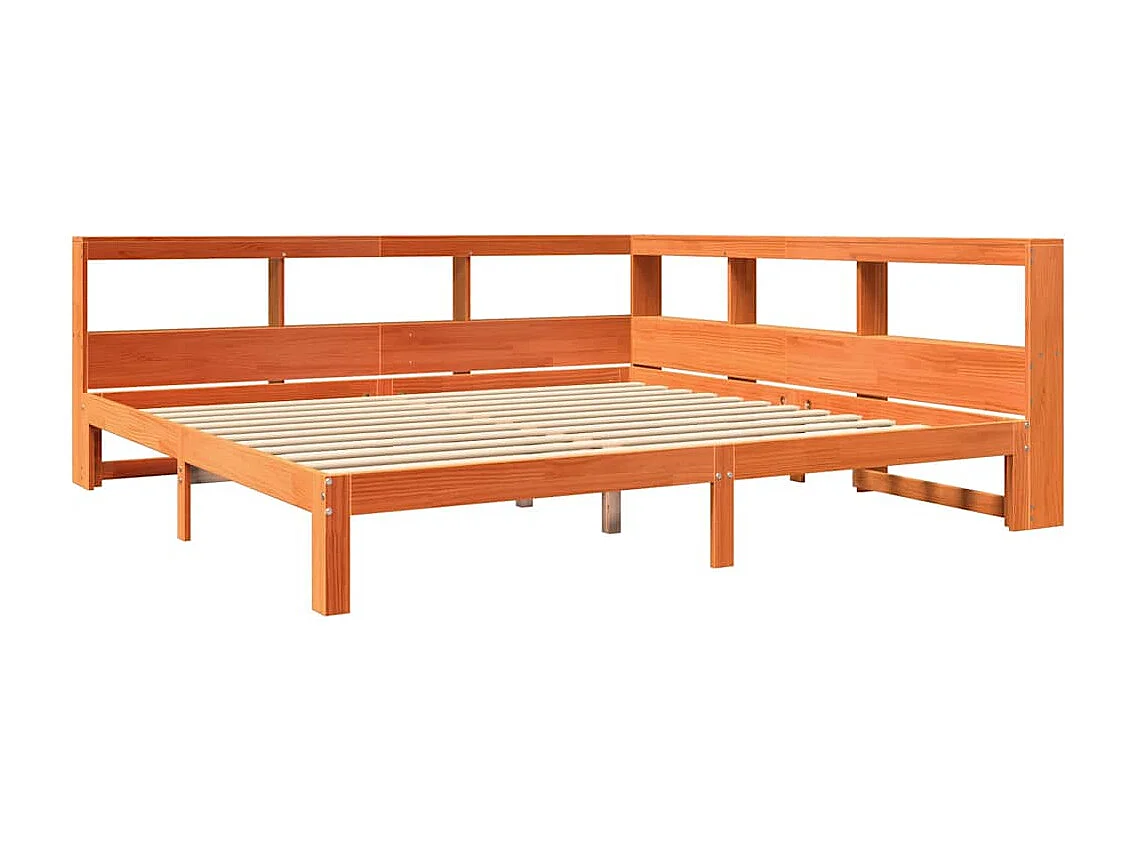 Cama con estantería sin colchón madera maciza marrón 180x200cm