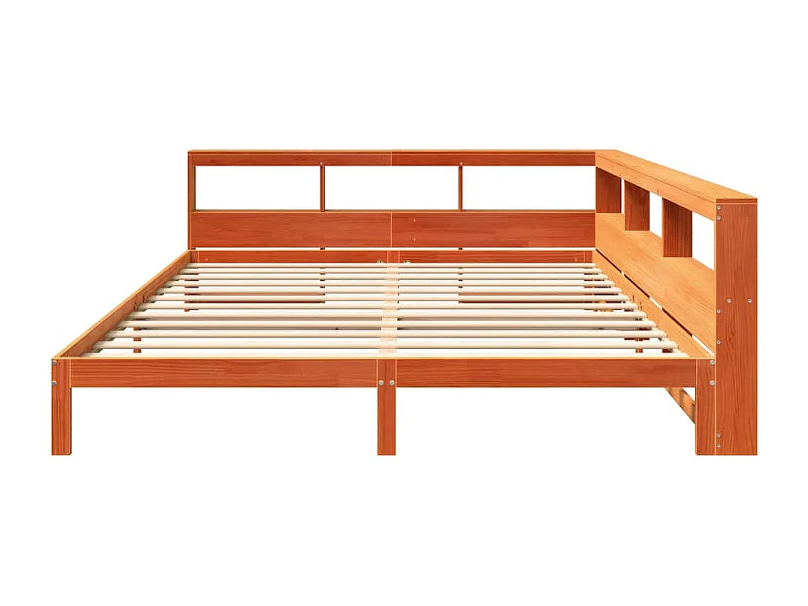 Cama con estantería sin colchón madera maciza marrón 180x200cm