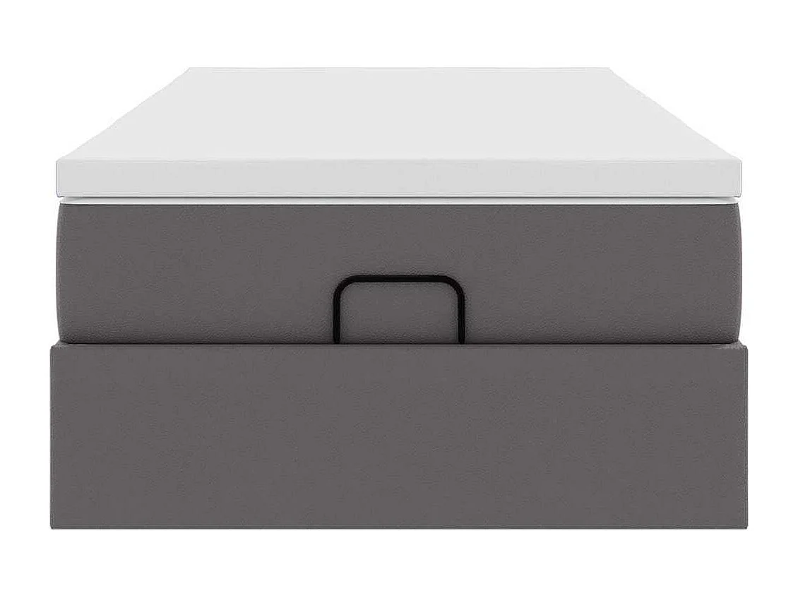 Cadre de lit ottoman avec matelas gris 100x200 cm similicuir