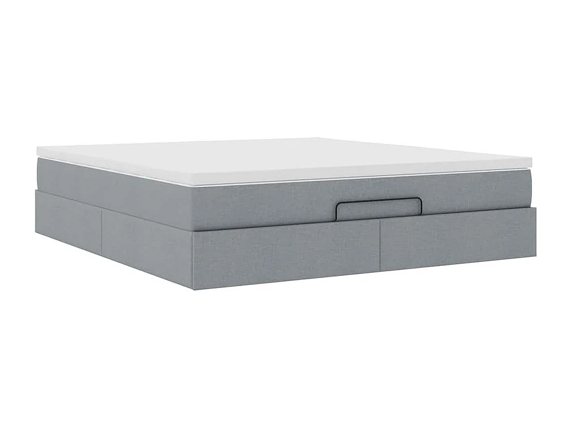 Cadre de lit ottoman et matelas gris clair 180x200 cm tissu