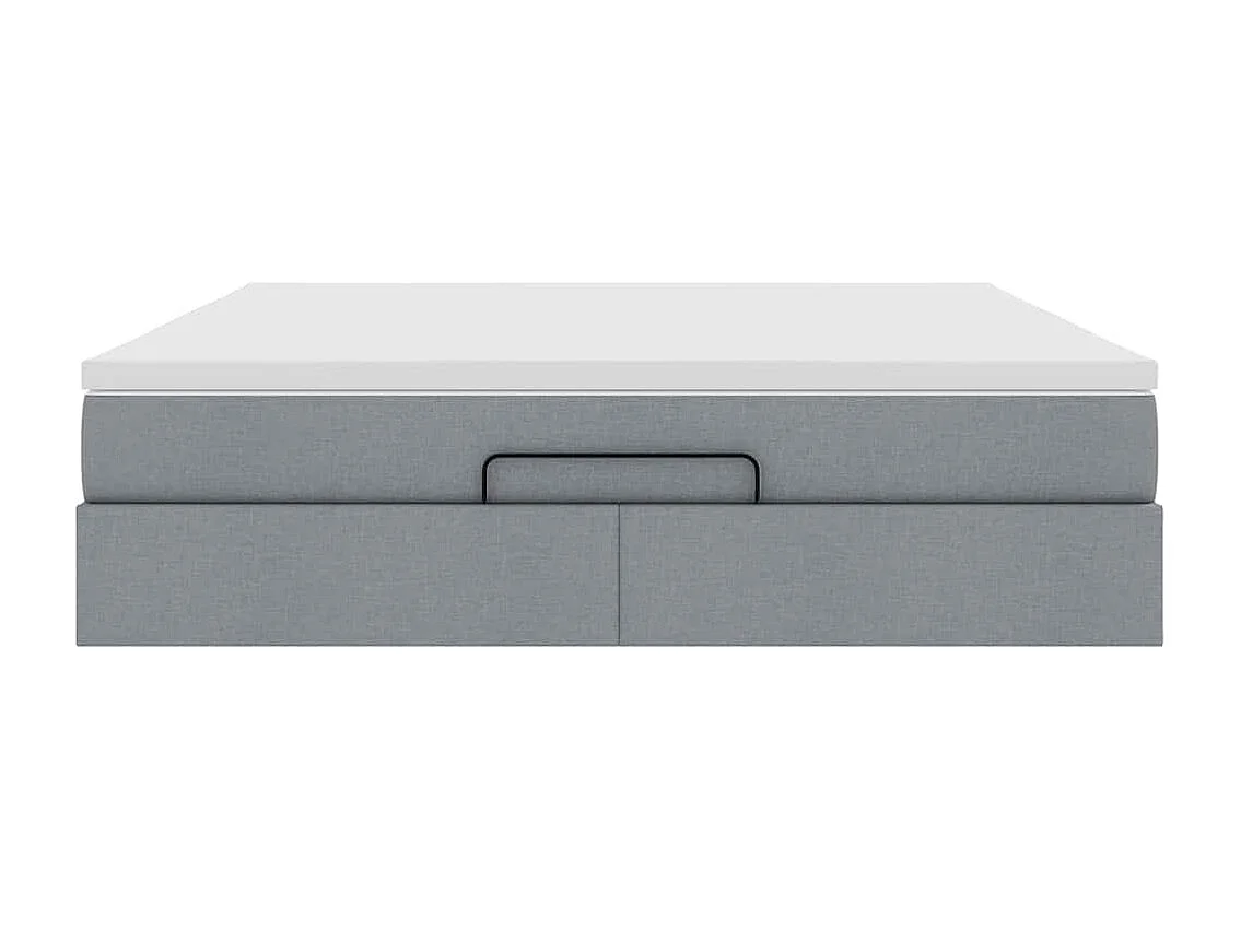 Cadre de lit ottoman et matelas gris clair 180x200 cm tissu
