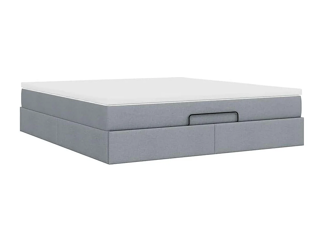 Cadre de lit ottoman et matelas gris clair 180x200 cm tissu