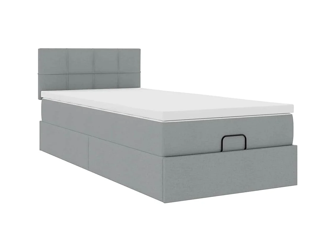Estrutura cama otomana colchão 90x190 cm tecido cinzento claro