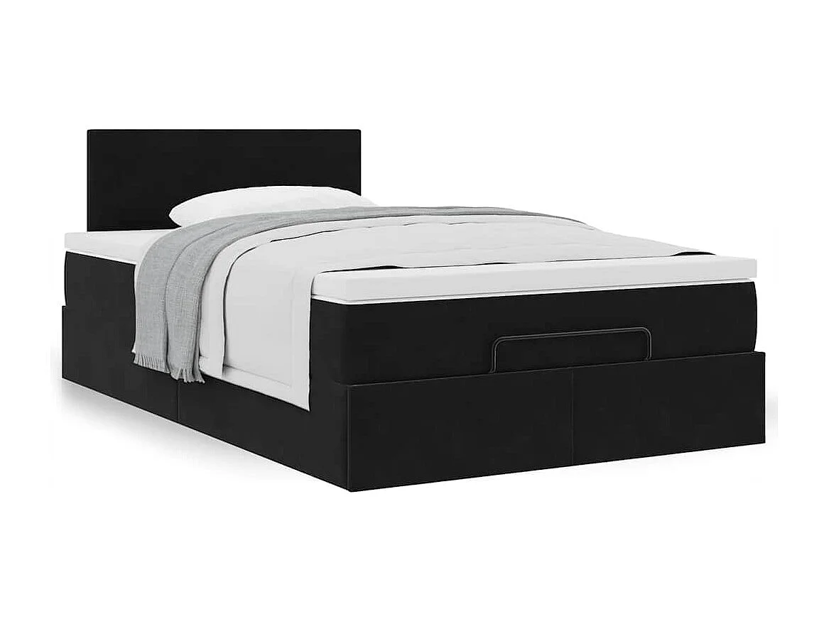 Estrutura de cama otomana com colchão preto 120x190 cm Veludo