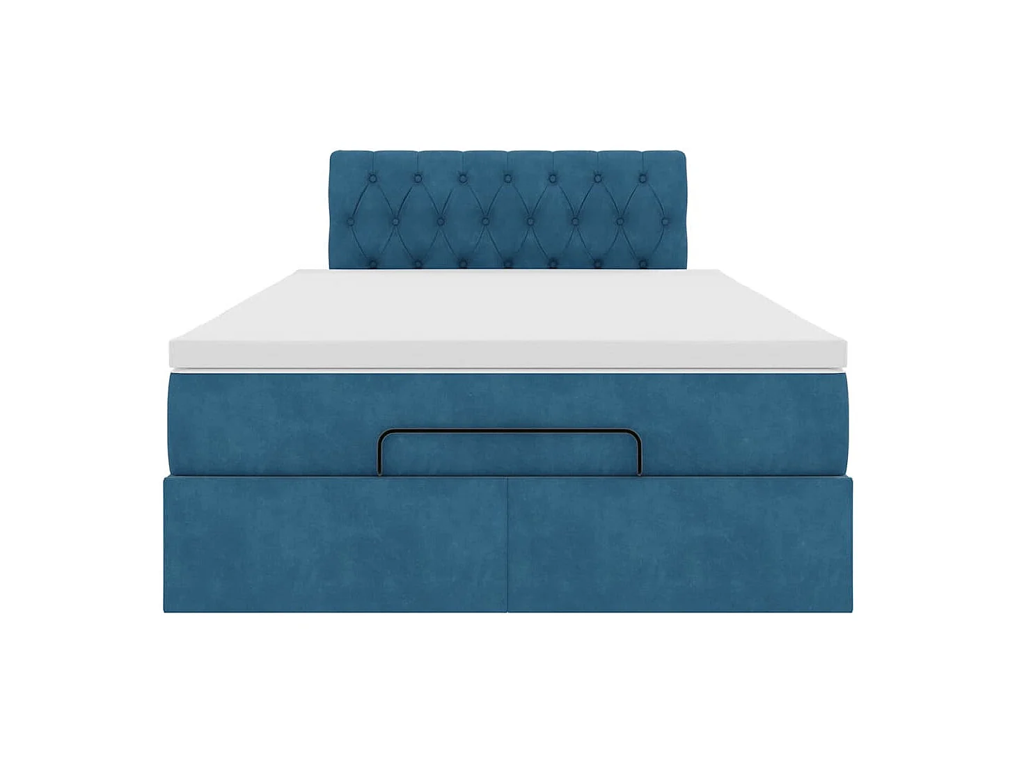 Cadre de lit ottoman avec matelas bleu foncé 120x190 cm velours