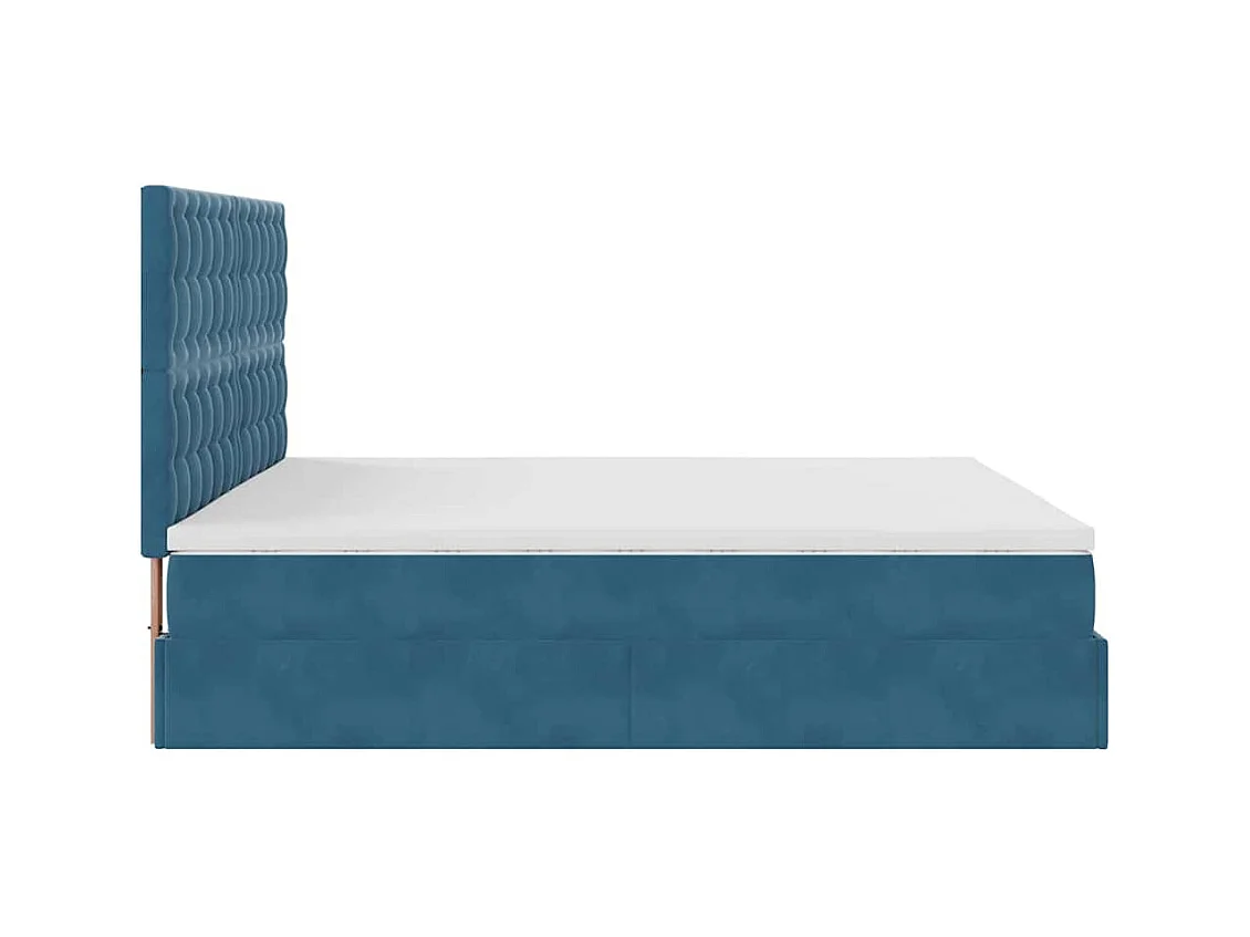 Cadre de lit ottoman avec matelas bleu foncé 180x200 cm velours