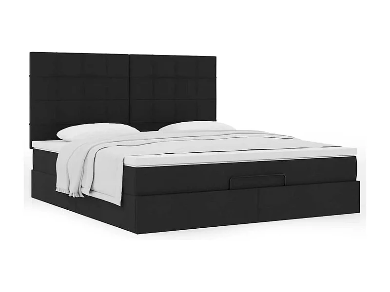 Cadre de lit ottoman avec matelas noir 160x200 cm tissu