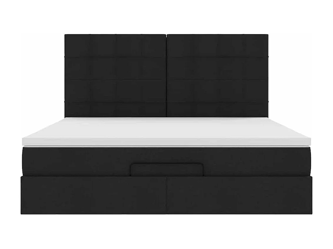 Cadre de lit ottoman avec matelas noir 160x200 cm tissu