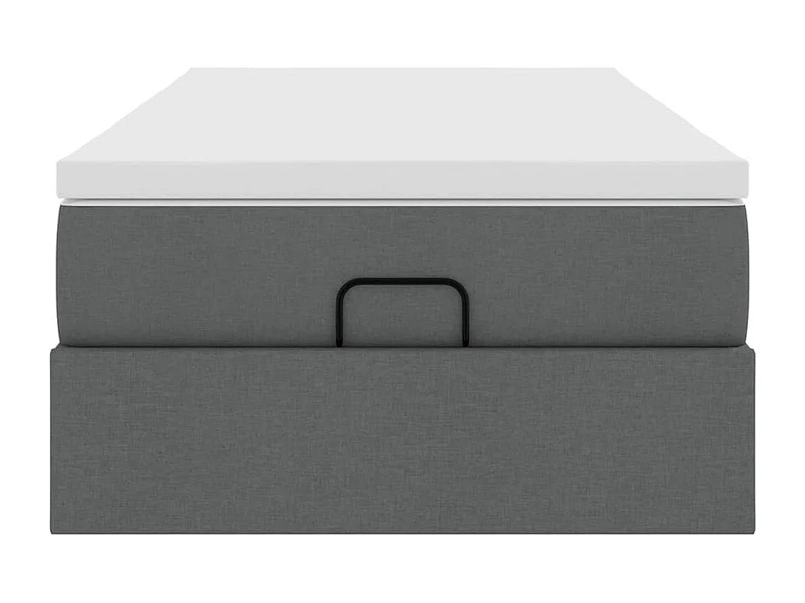 Cadre de lit ottoman avec matelas gris foncé 100x200 cm tissu