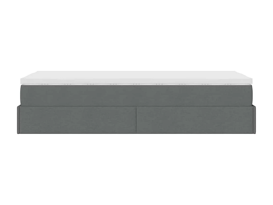 Cadre de lit ottoman avec matelas gris foncé 100x200 cm tissu