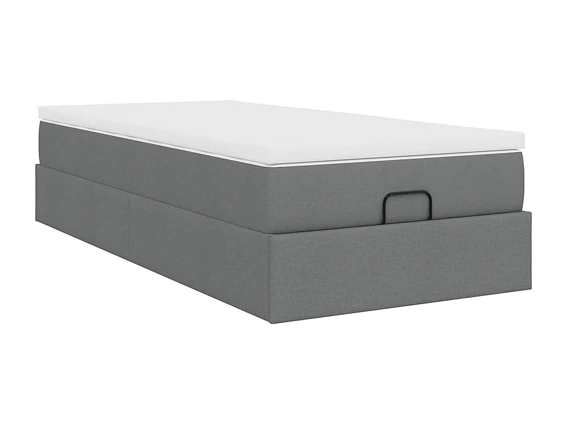 Cadre de lit ottoman avec matelas gris foncé 100x200 cm tissu