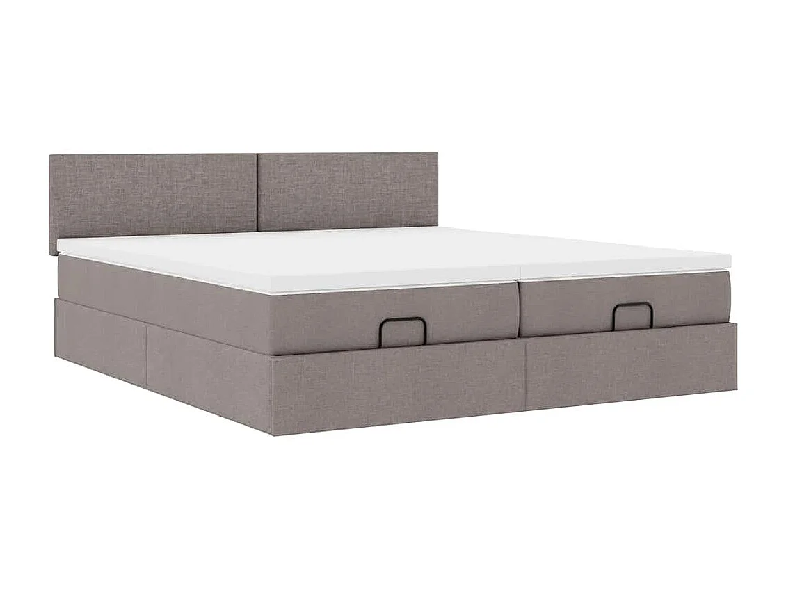 Cadre de lit ottoman avec matelas taupe 180x200 cm tissu