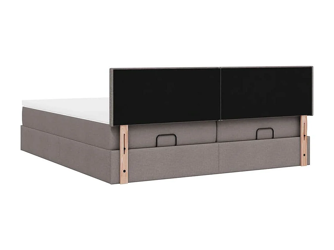 Cadre de lit ottoman avec matelas taupe 180x200 cm tissu