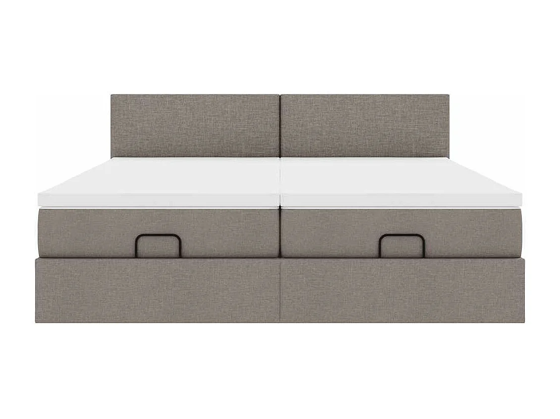 Estrutura de cama otomana com colchões tecido cinzento