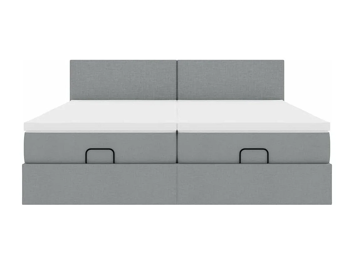 Cadre de lit ottoman et matelas gris clair 180x200cm tissu