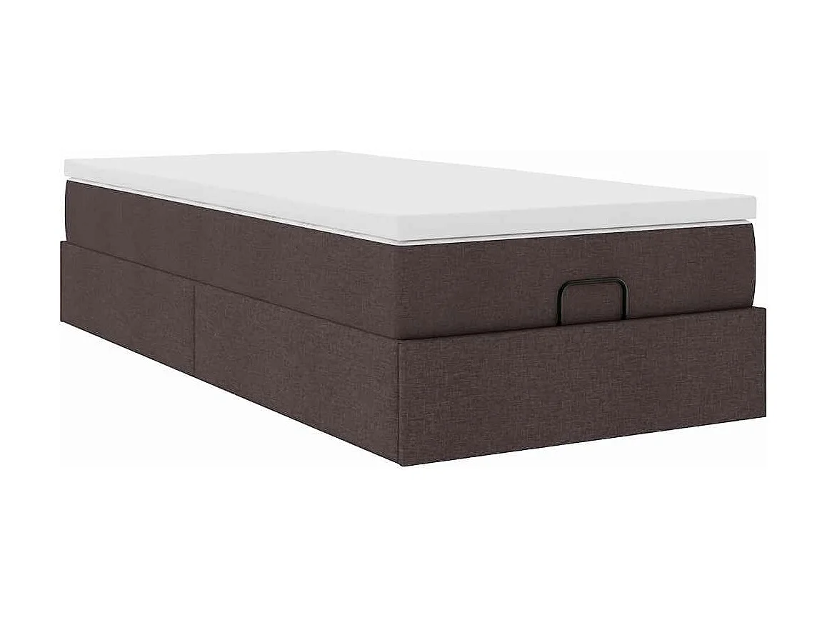 Estructura cama otomana colchón tela marrón oscuro 80x200cm