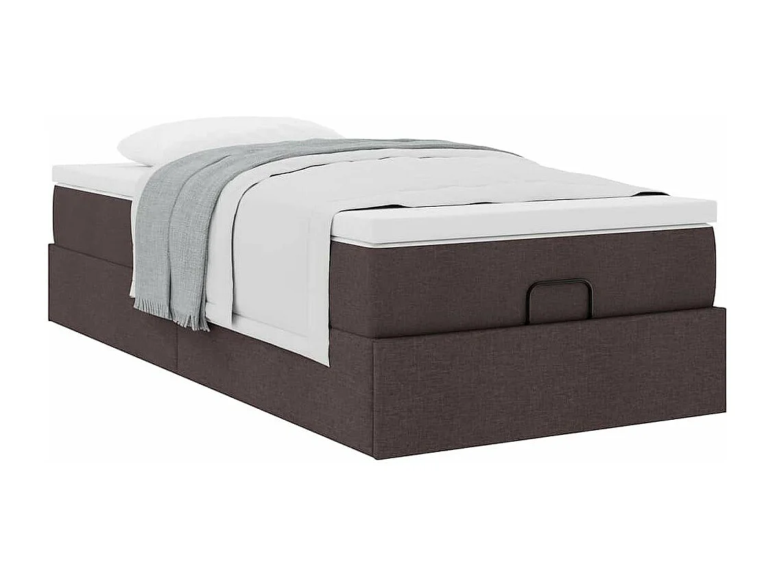 Cadre de lit ottoman avec matelas marron foncé 80x200 cm tissu