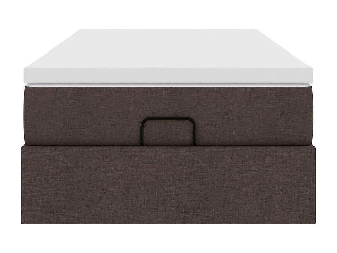Cadre de lit ottoman avec matelas marron foncé 80x200 cm tissu