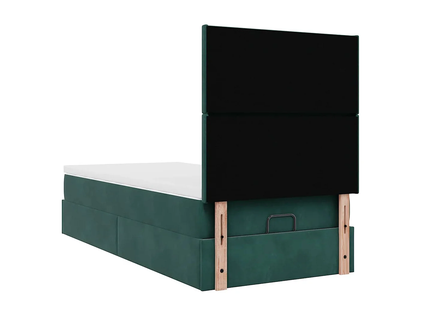 Cadre de lit ottoman avec matelas vert foncé 100x200 cm velours