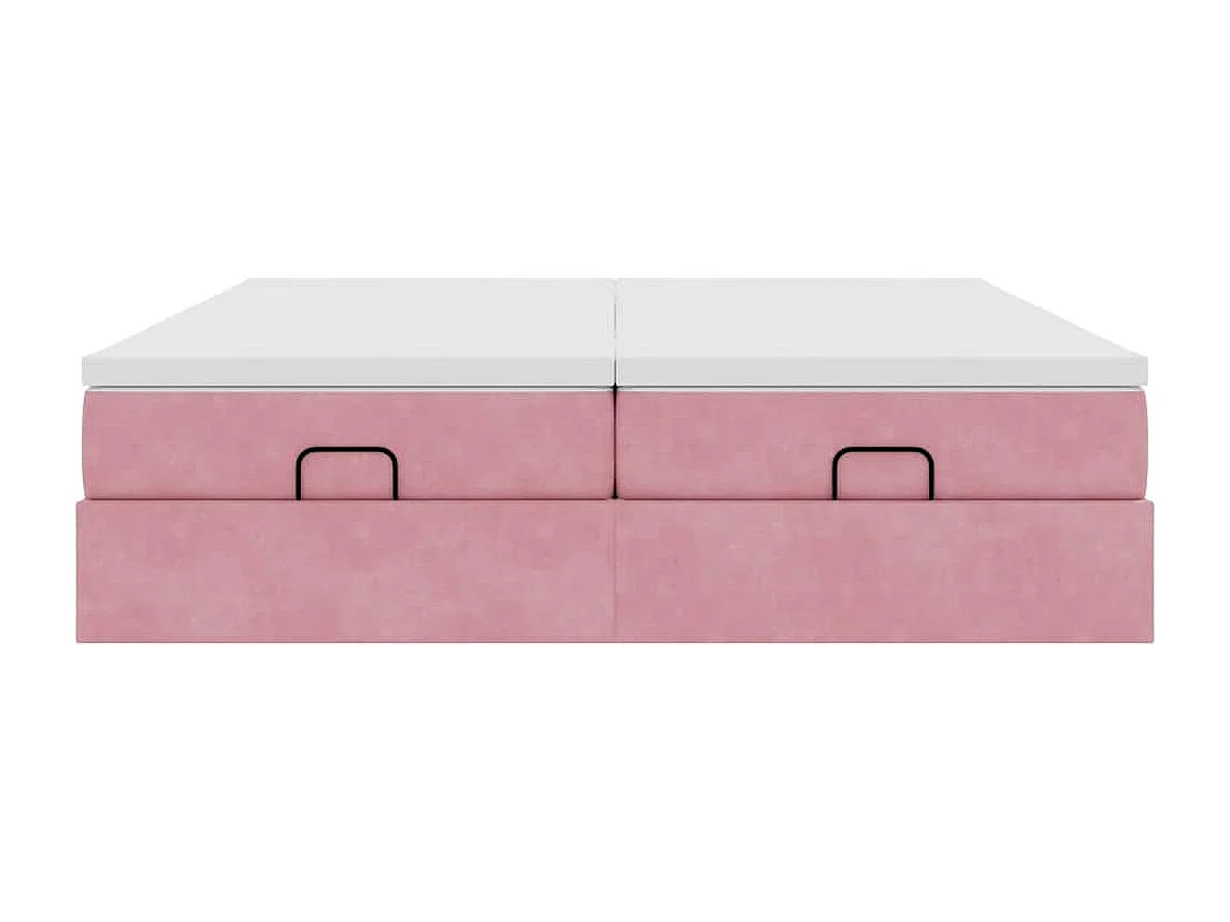 Estrutura de cama otomana com colchões 180x200 cm veludo rosa