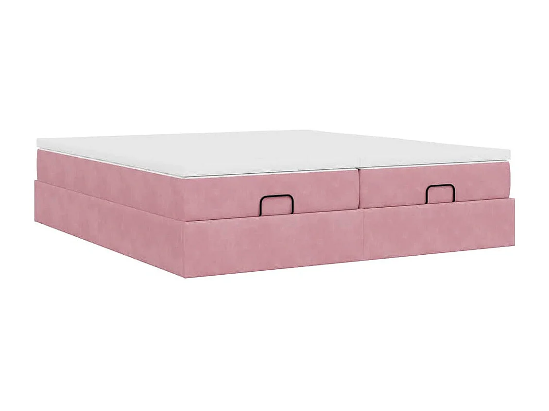Estrutura de cama otomana com colchões 180x200 cm veludo rosa