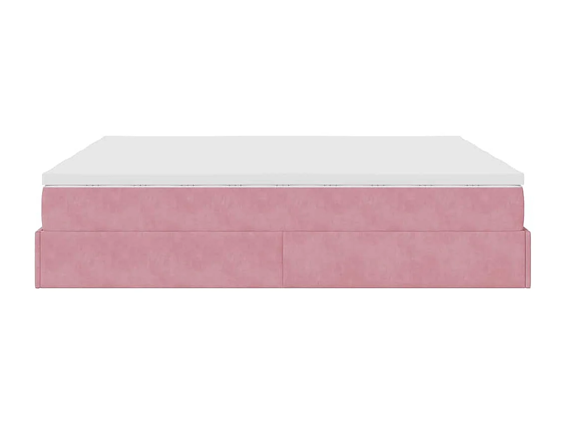 Cadre de lit ottoman avec matelas rose 180x200 cm velours