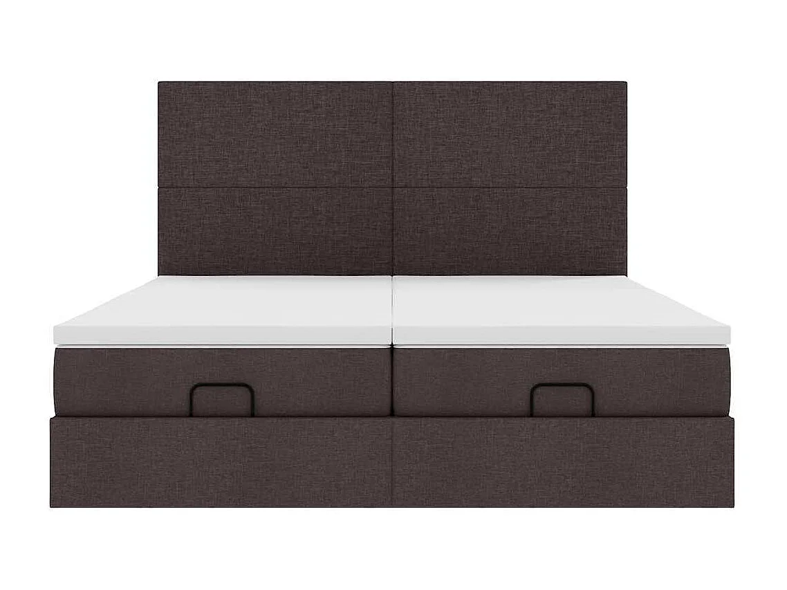 Cadre de lit ottoman avec matelas marron foncé 180x200 cm tissu