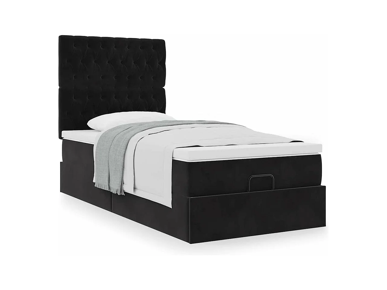 Cadre de lit ottoman avec matelas noir 80x200 cm velours