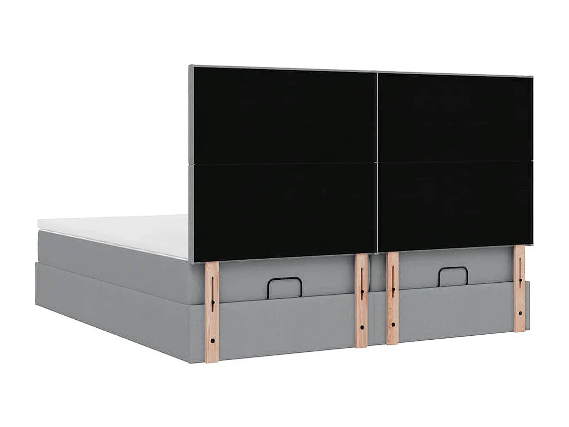 Cadre de lit ottoman et matelas gris clair 180x200cm tissu