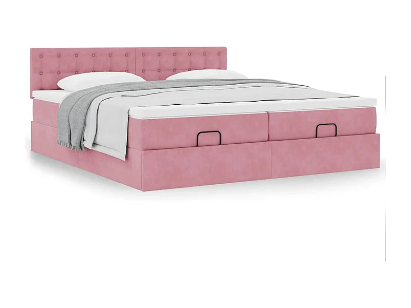 Ottoman bed met matrassen 200x200cm fluweel roze