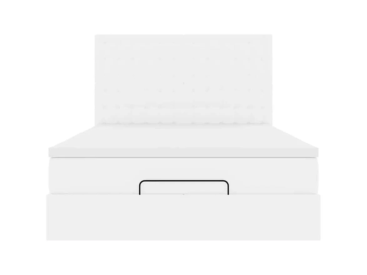Cadre de lit ottoman avec matelas blanc 140x190 cm similicuir