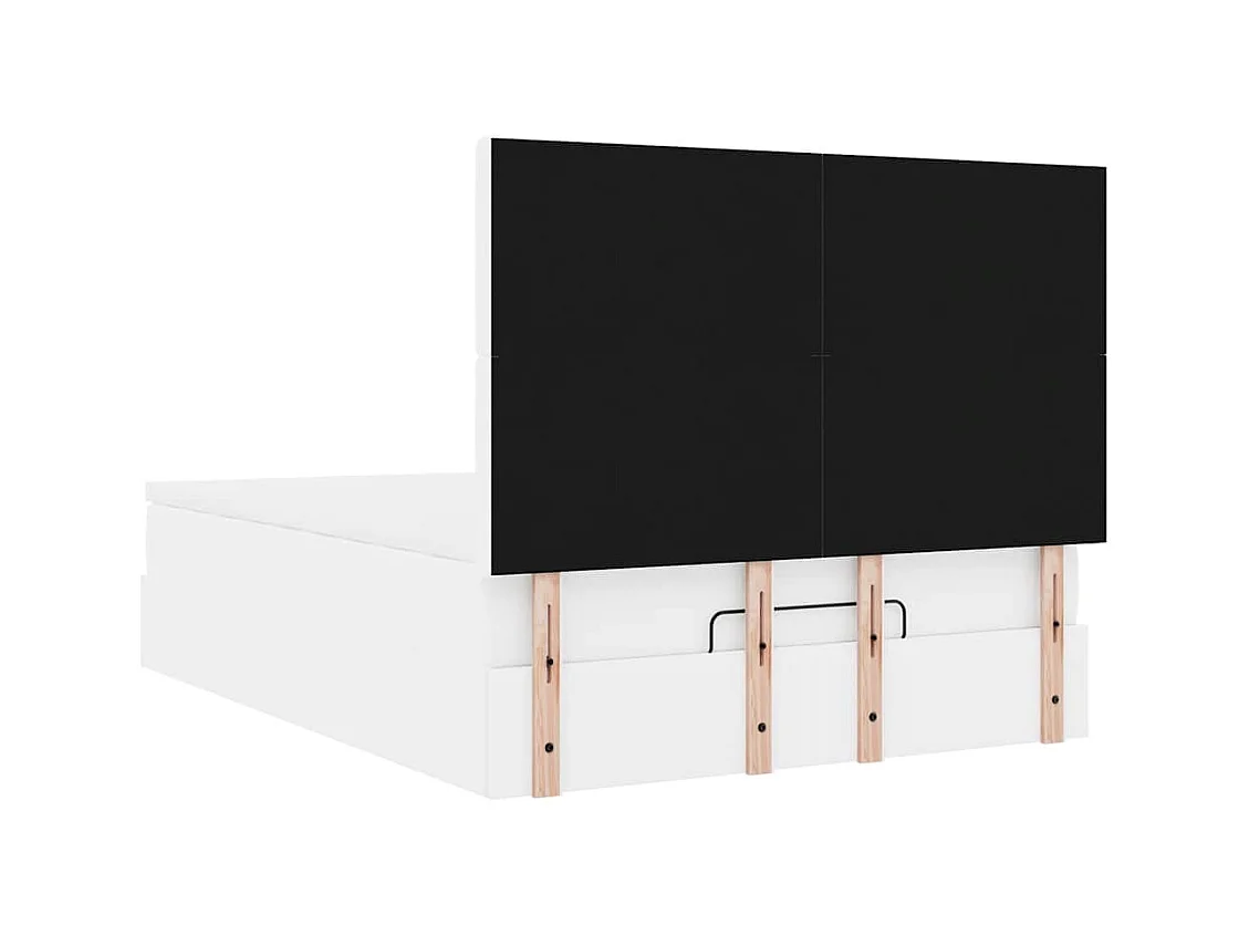 Cadre de lit ottoman avec matelas blanc 140x190 cm similicuir