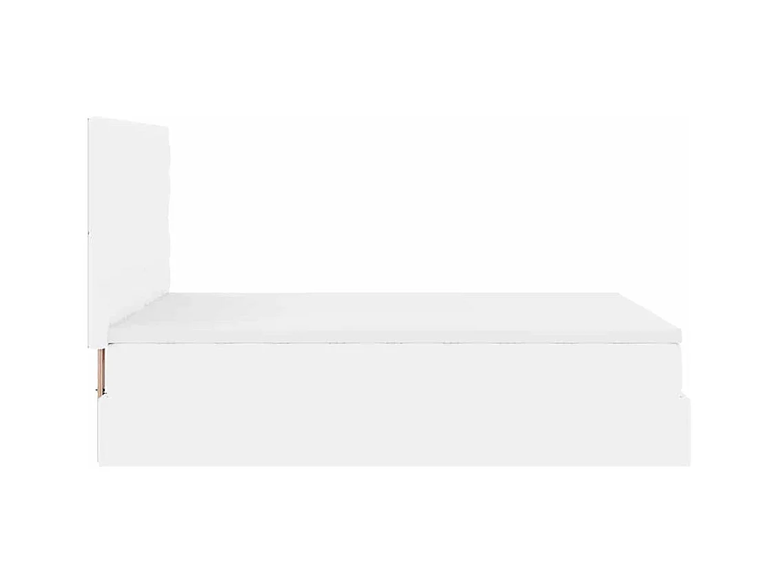 Cadre de lit ottoman avec matelas blanc 140x190 cm similicuir