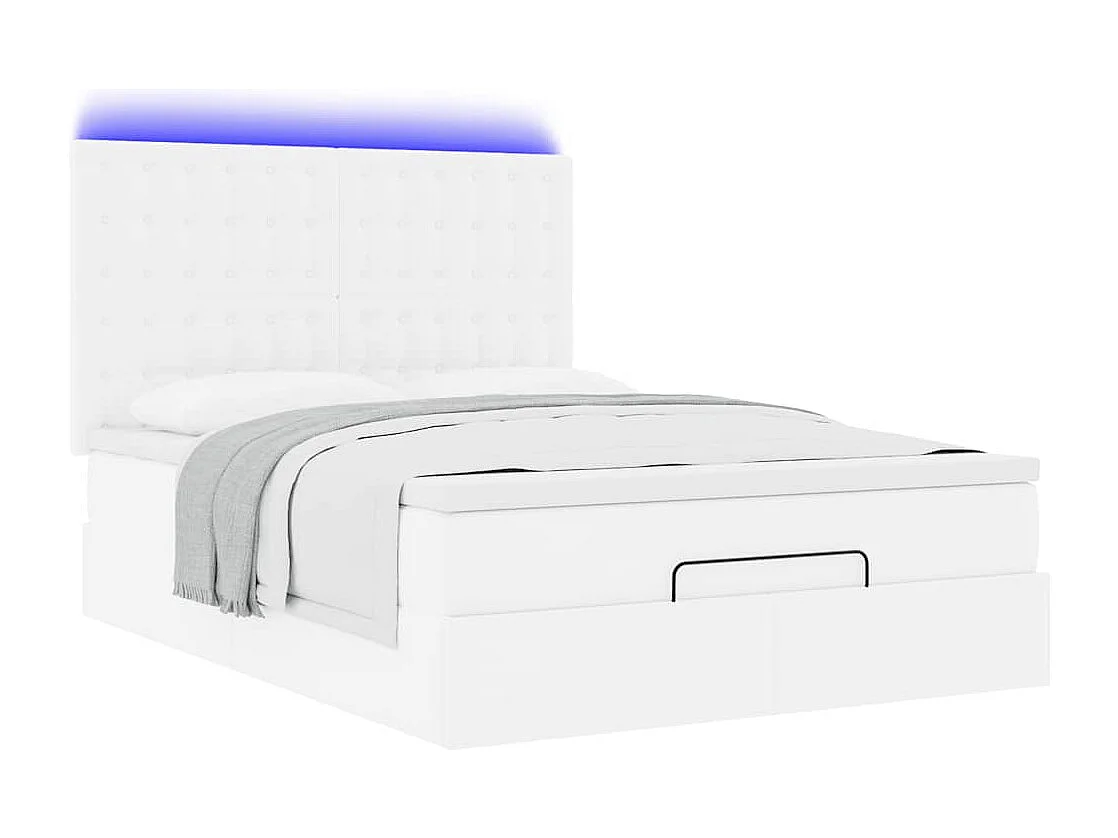 Estrutura de cama otomana com colchão 140x190 cm branca