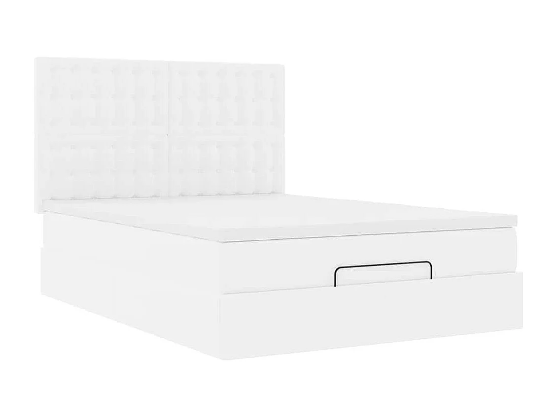 Estrutura de cama otomana com colchão 140x190 cm branca