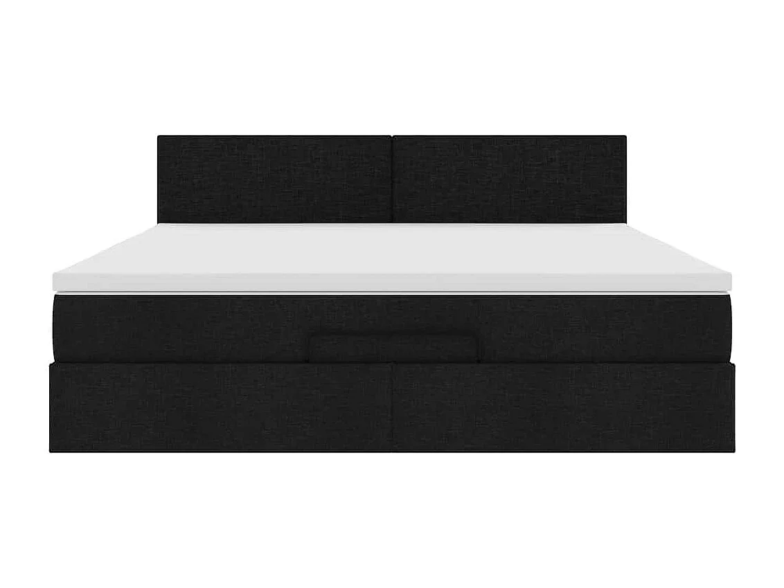 Cadre de lit ottoman avec matelas noir 180x200 cm tissu