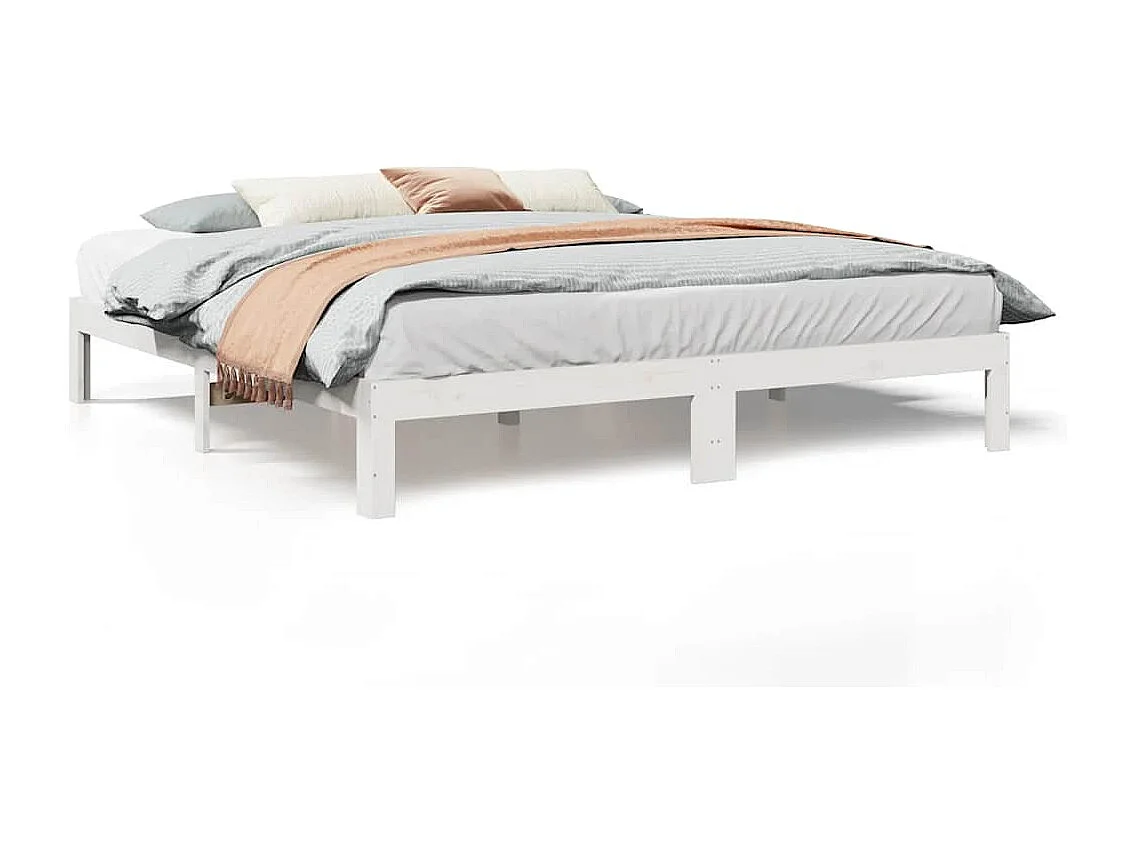 Cadre de lit sans matelas blanc 180x200 cm bois massif de pin