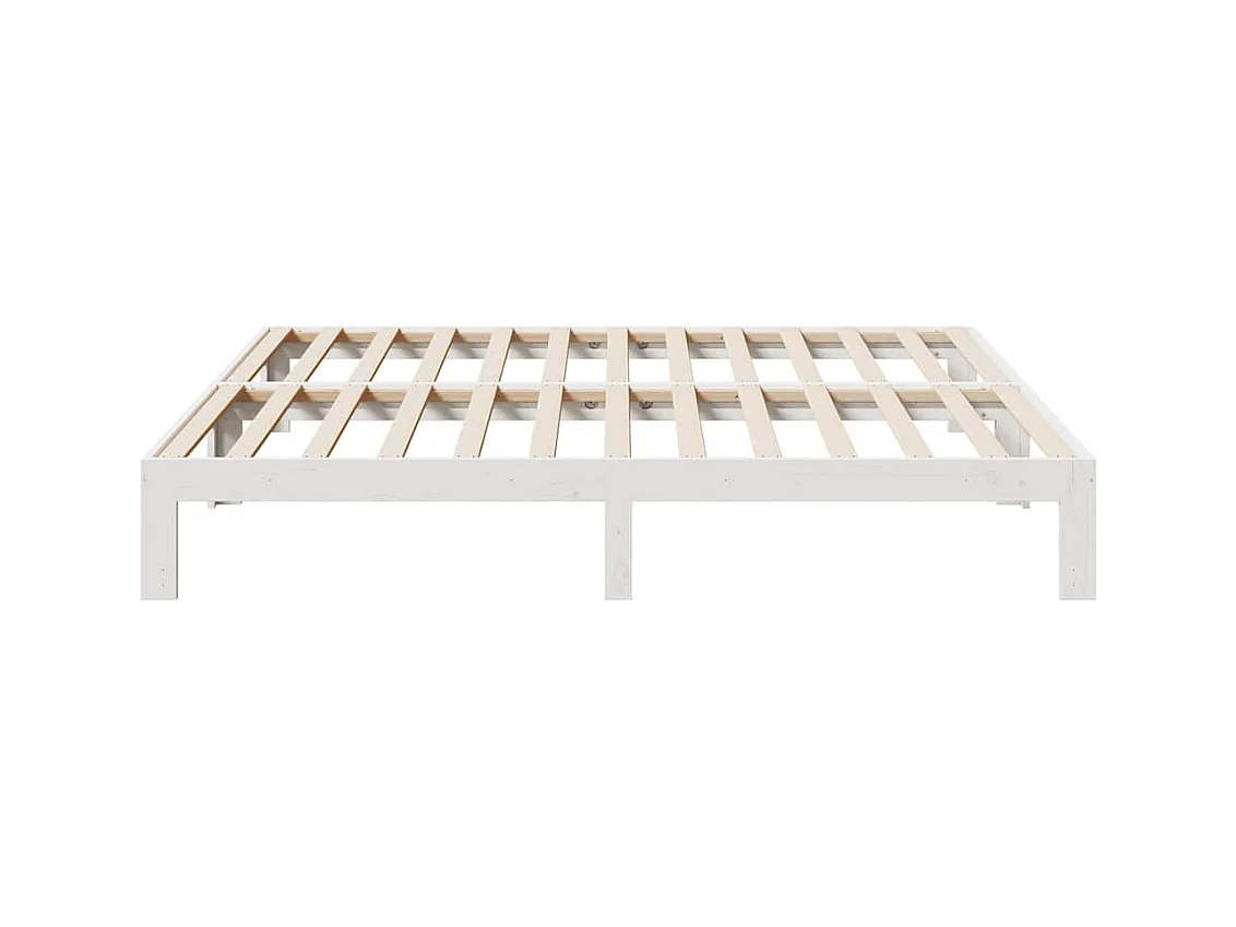 Cadre de lit sans matelas blanc 180x200 cm bois massif de pin