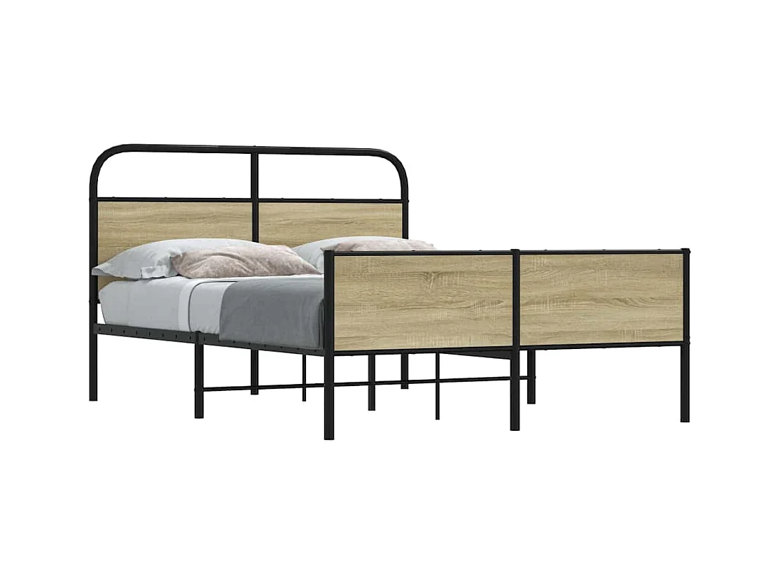 Estructura de cama sin colchón 120x190 cm madera roble Sonoma