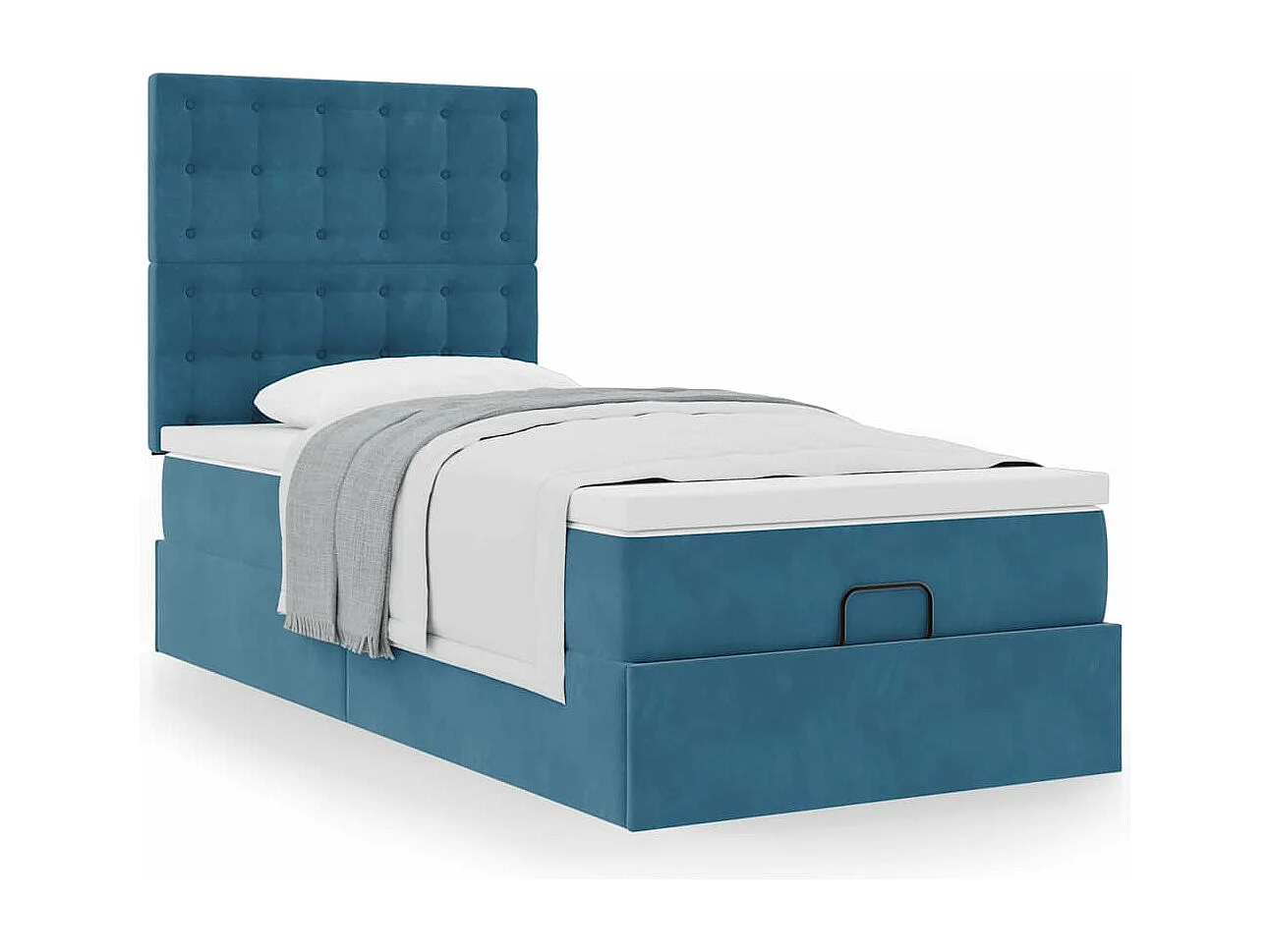 Ottoman bed met matrassen 100x200cm fluweel donkerblauw