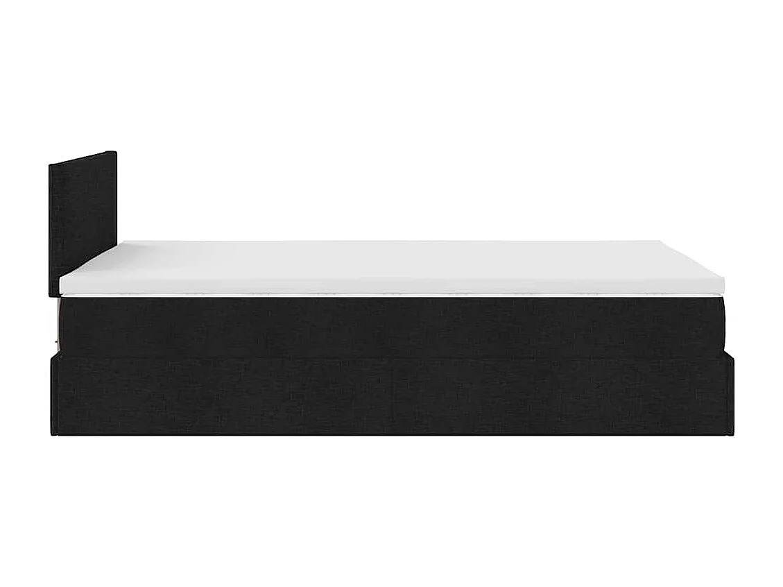 Lit ottoman avec matelas noir 120x200 cm tissu