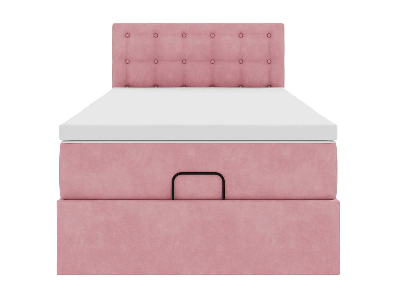 Cadre de lit ottoman avec matelas rose 90x200 cm velours